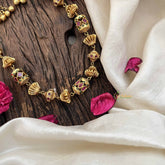 Vriksham Antique Traditional Design Heritage Red With Green Dot Beaded Neckpiece–G20657